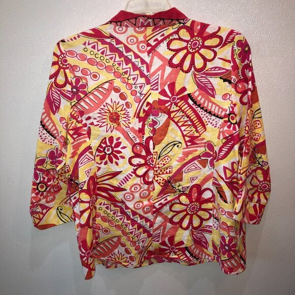 Set of 2 Choices Womens Pink Floral Linen Large Blazer Jacket XL Skirt Summer - Picture 13 of 16